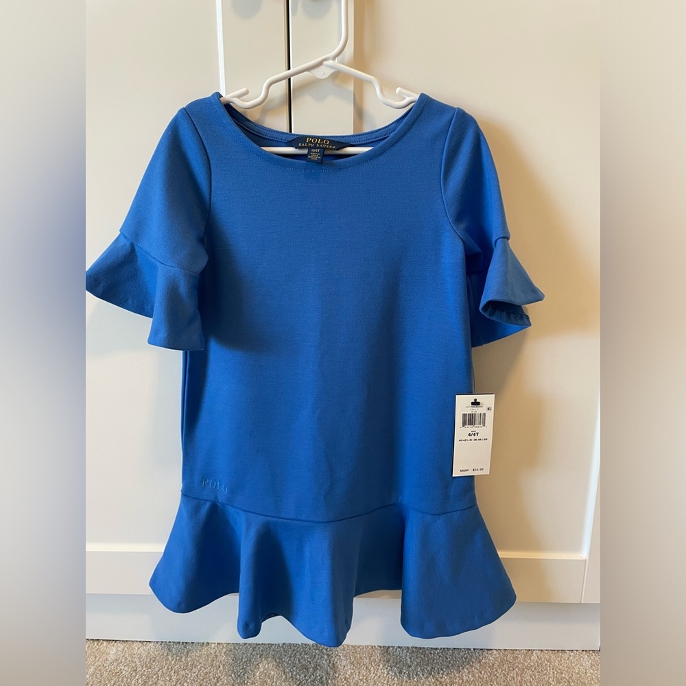 Polo Ralph Lauren blue flutter sleeve toddler dress